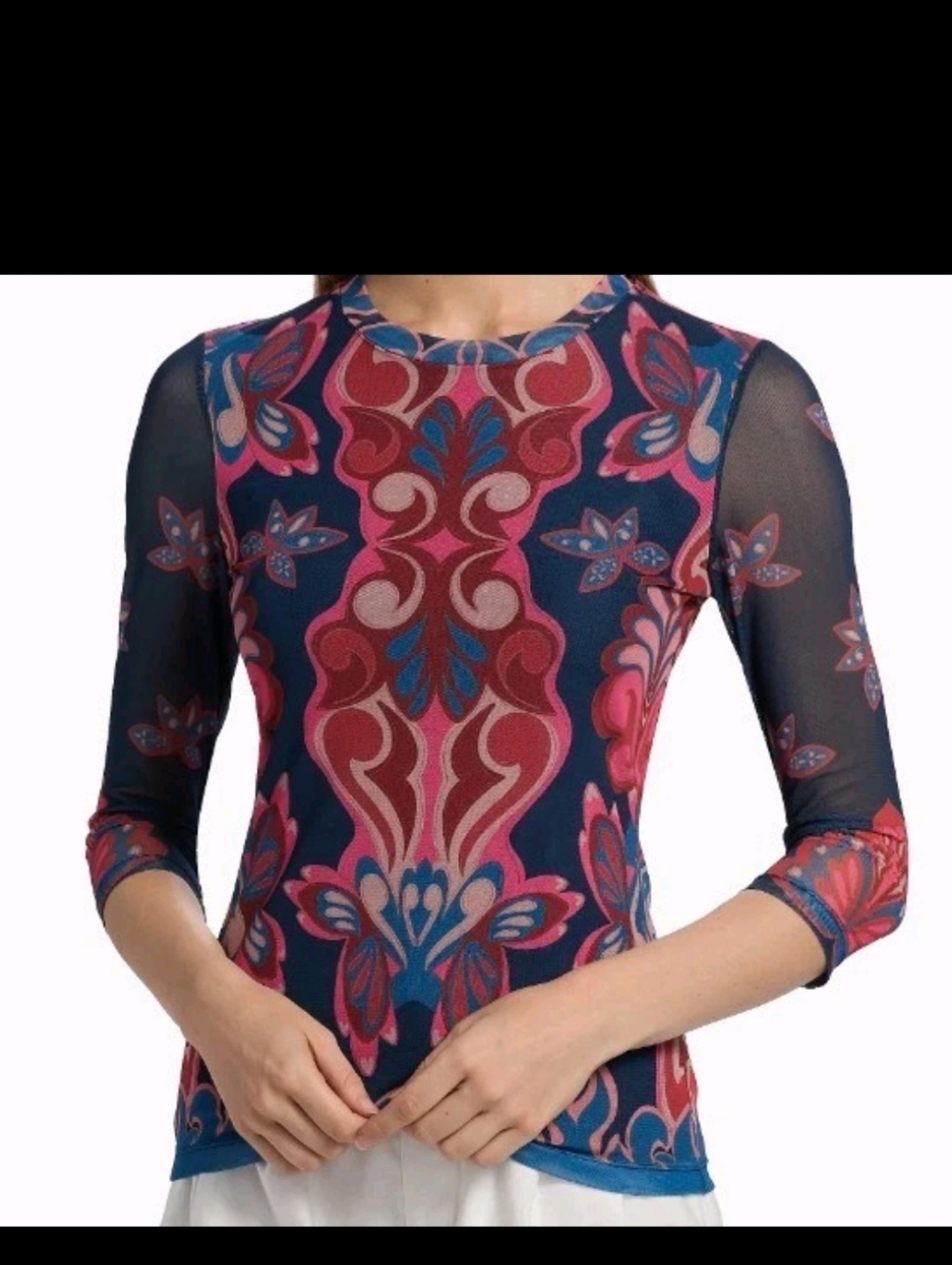 New XXL Johnny Was Jade kaia Ryland mesh Lined Long Sleeve top